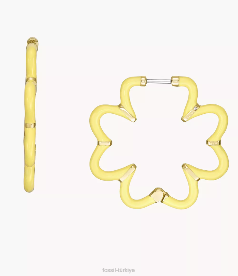 Fossil 6J041085 altın tonu renkli pop paslanmaz çelik halka küpeler takı kadınlar