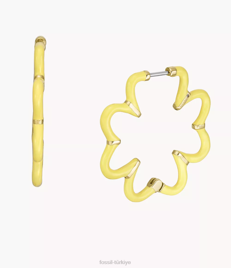 Fossil 6J041085 altın tonu renkli pop paslanmaz çelik halka küpeler takı kadınlar