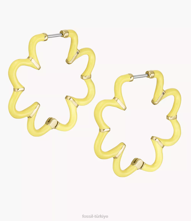 Fossil 6J041085 altın tonu renkli pop paslanmaz çelik halka küpeler takı kadınlar