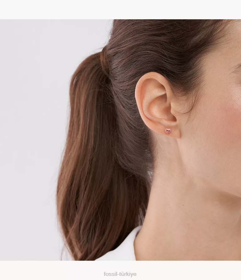 Fossil 6J041088 pembe renkli pop kalp saplama küpeler takı kadınlar