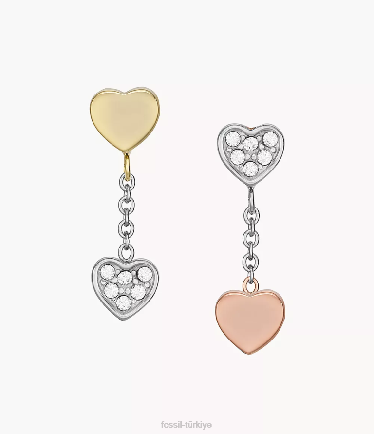 Fossil 6J041089 iki ton sadie galentine üç tonlu paslanmaz çelik damla küpe takı kadınlar