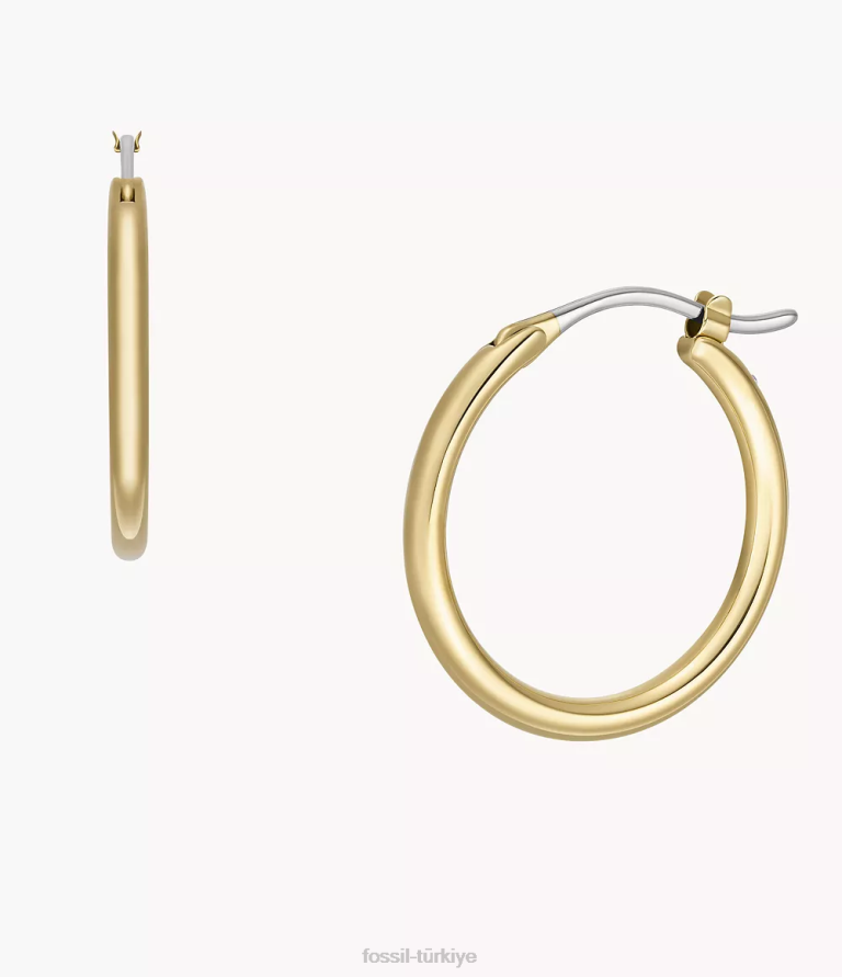 Fossil 6J041128 altın tonu paslanmaz çelik halka küpeler takı kadınlar