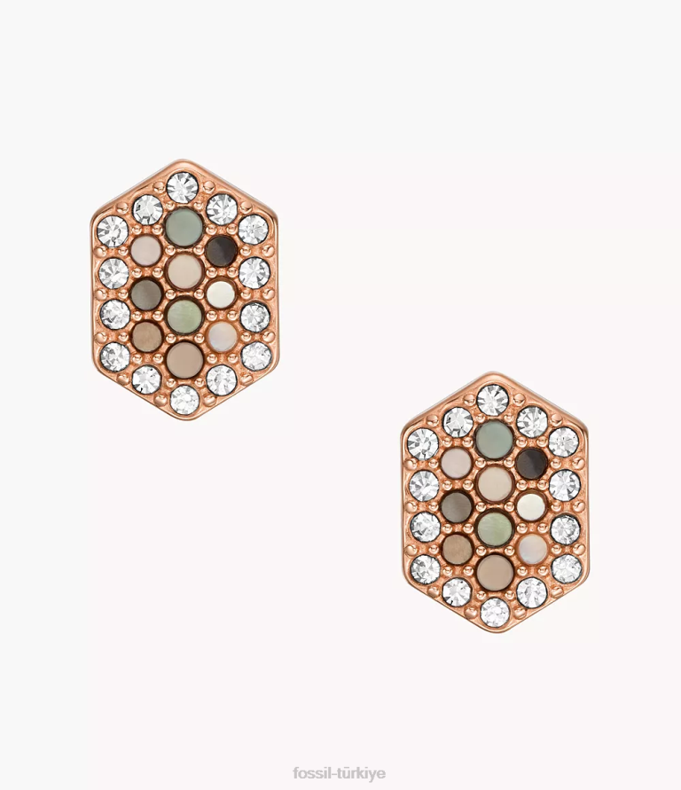 Fossil 6J041141 gri sedef damızlık küpe takı kadınlar