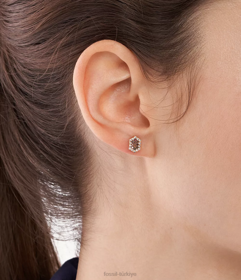 Fossil 6J041141 gri sedef damızlık küpe takı kadınlar