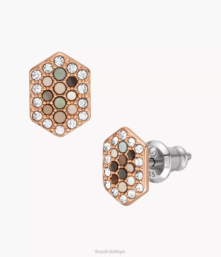 Fossil 6J041141 gri sedef damızlık küpe takı kadınlar