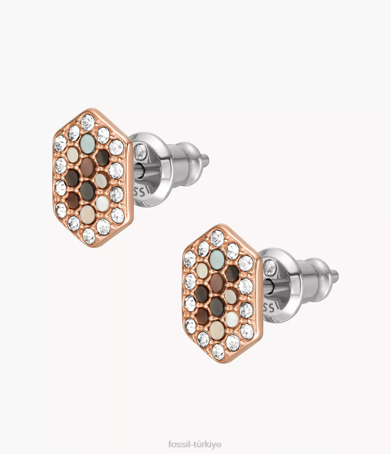 Fossil 6J041141 gri sedef damızlık küpe takı kadınlar