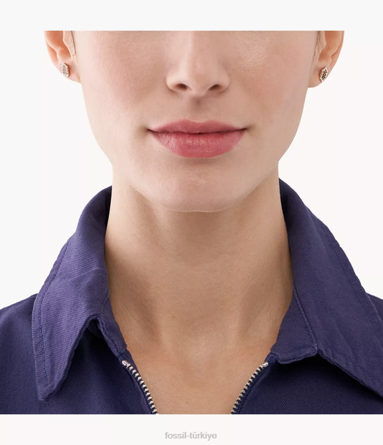 Fossil 6J041141 gri sedef damızlık küpe takı kadınlar