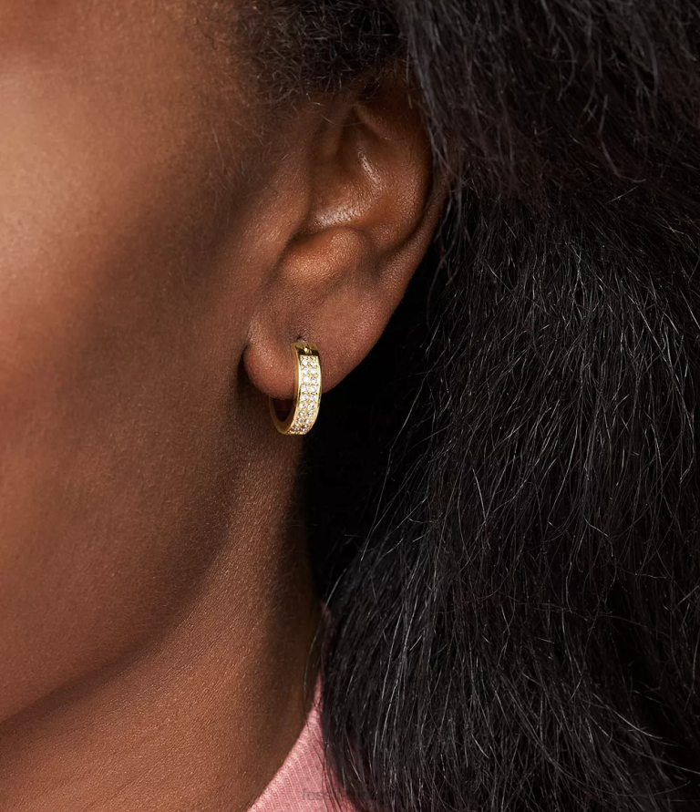 Fossil 6J041153 altın tonu paslanmaz çelik halka küpeler takı kadınlar