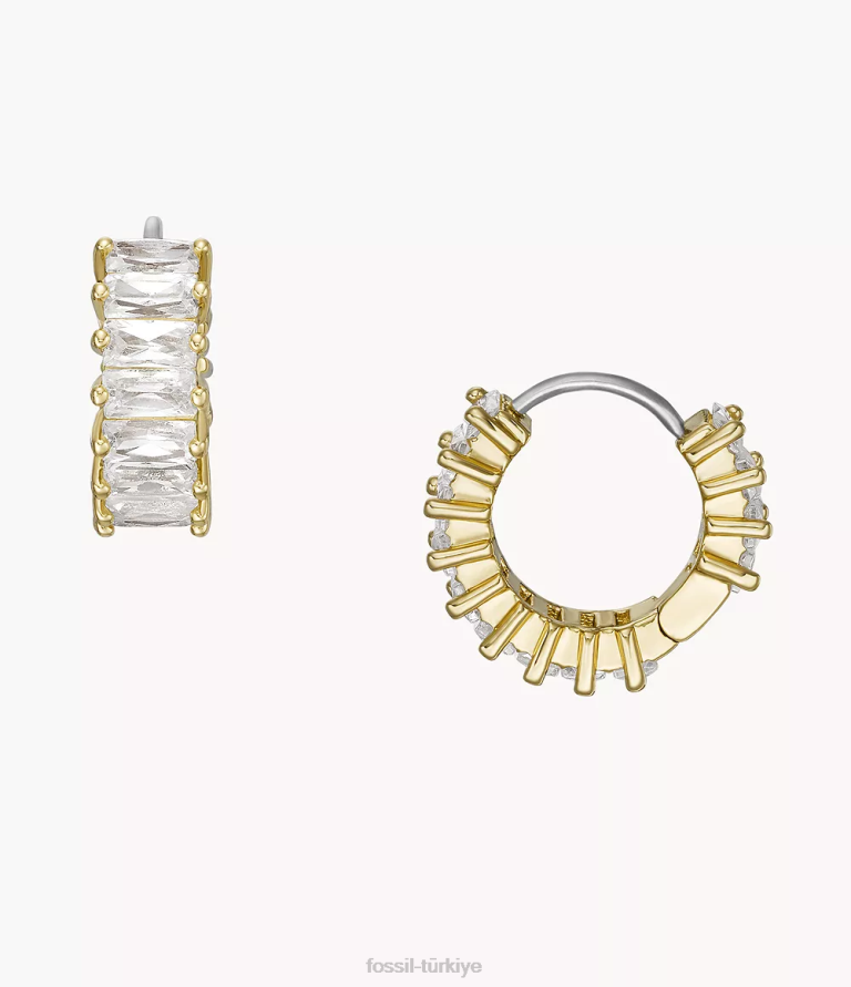 Fossil 6J041157 altın tonu ela pirinç halka küpeler takı kadınlar