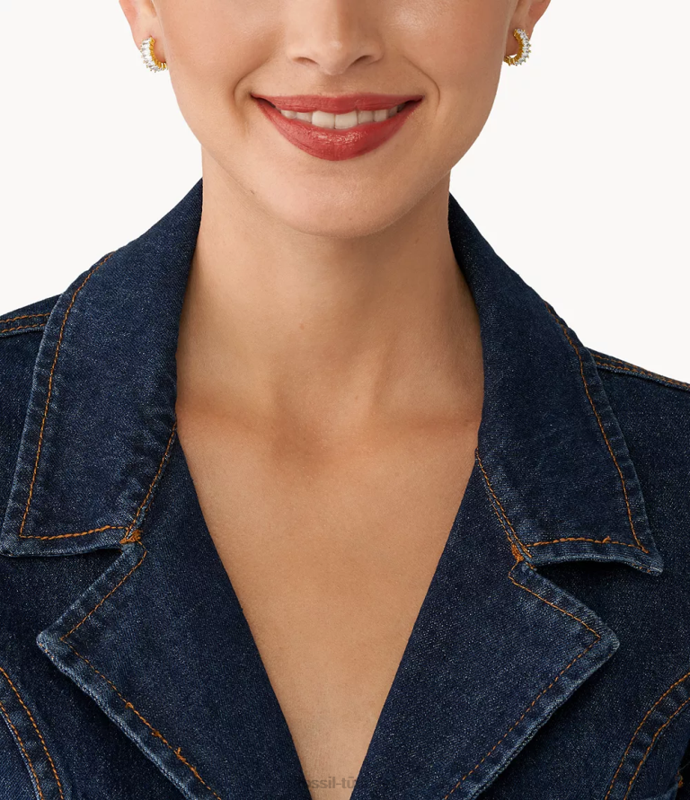 Fossil 6J041157 altın tonu ela pirinç halka küpeler takı kadınlar