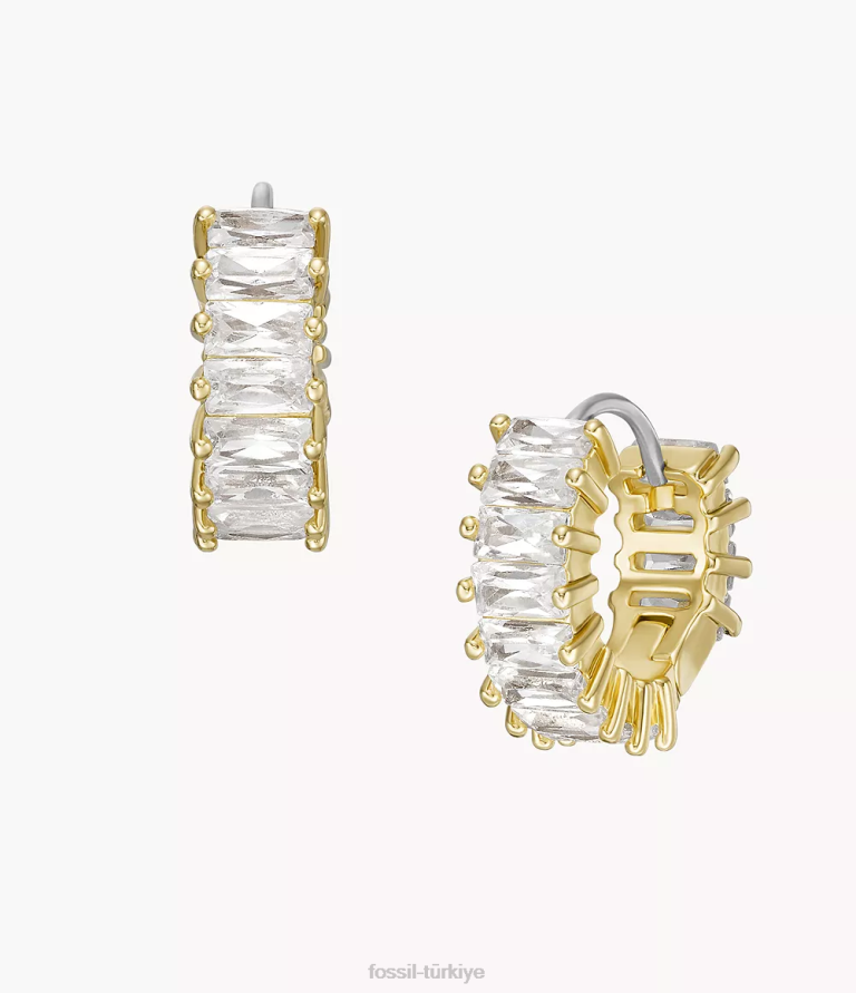 Fossil 6J041157 altın tonu ela pirinç halka küpeler takı kadınlar