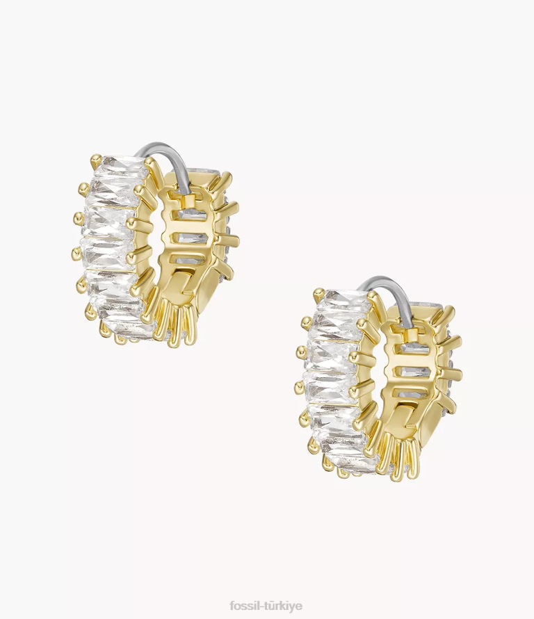 Fossil 6J041157 altın tonu ela pirinç halka küpeler takı kadınlar