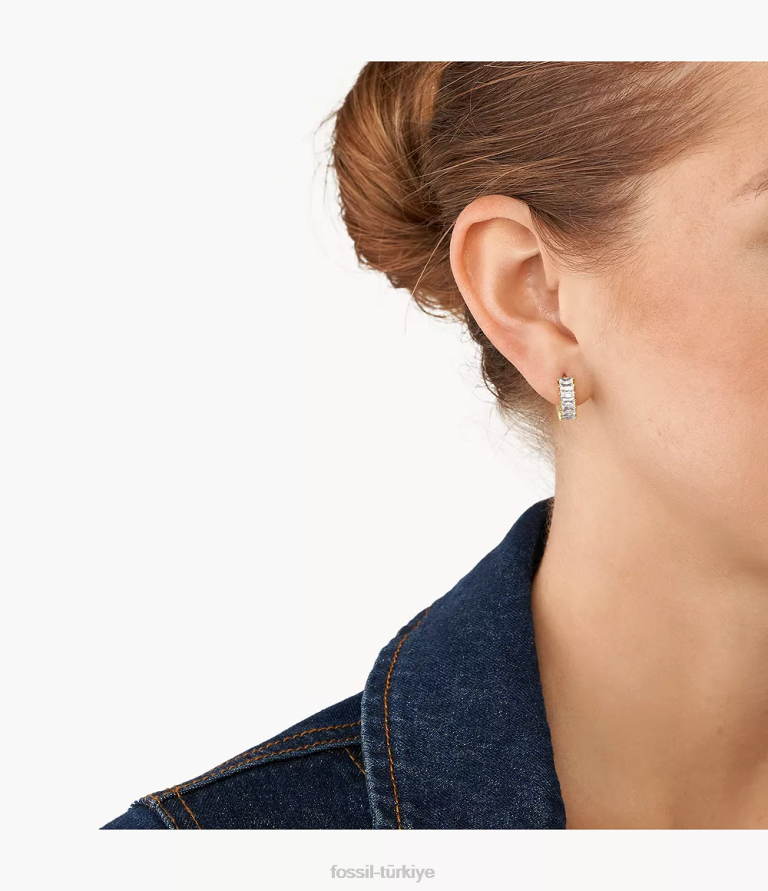 Fossil 6J041157 altın tonu ela pirinç halka küpeler takı kadınlar