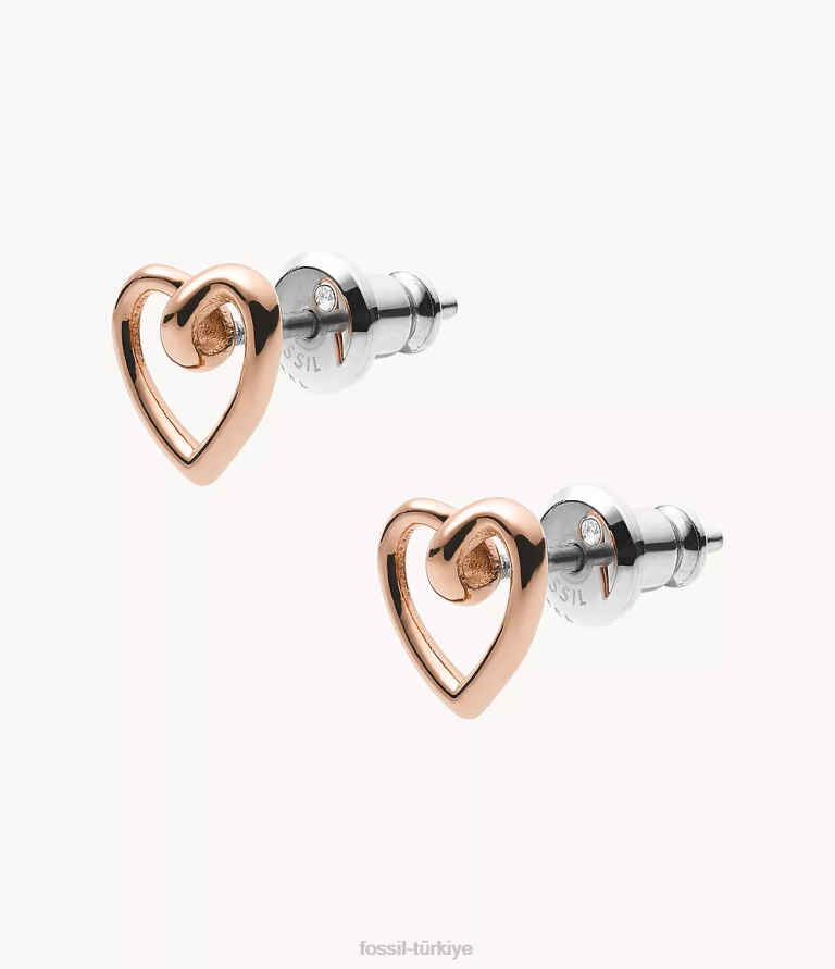 Fossil 6J041164 gül altın tonu paslanmaz çelik saplama küpeler takı kadınlar