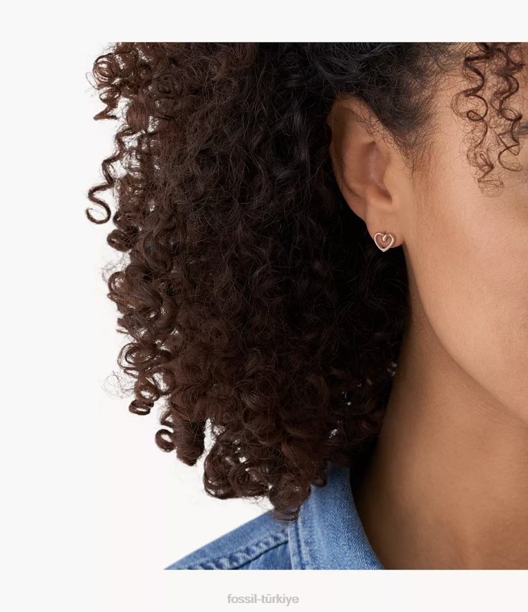 Fossil 6J041164 gül altın tonu paslanmaz çelik saplama küpeler takı kadınlar