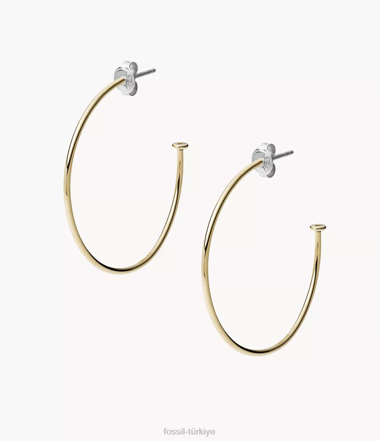 Fossil 6J041165 altın tonu corra oh çok çekici paslanmaz çelik halka küpeler takı kadınlar