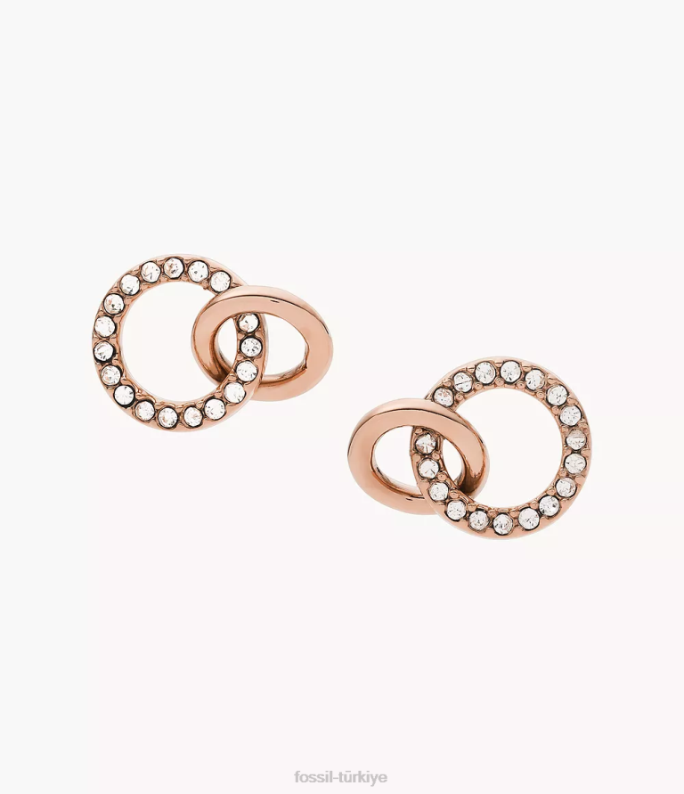 Fossil 6J041169 gül altın tonu paslanmaz çelik saplama küpeler takı kadınlar