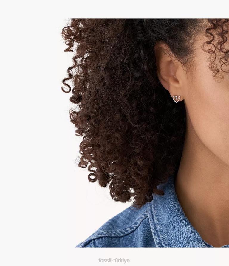 Fossil 6J041171 gümüş ton paslanmaz çelik saplama küpeler takı kadınlar