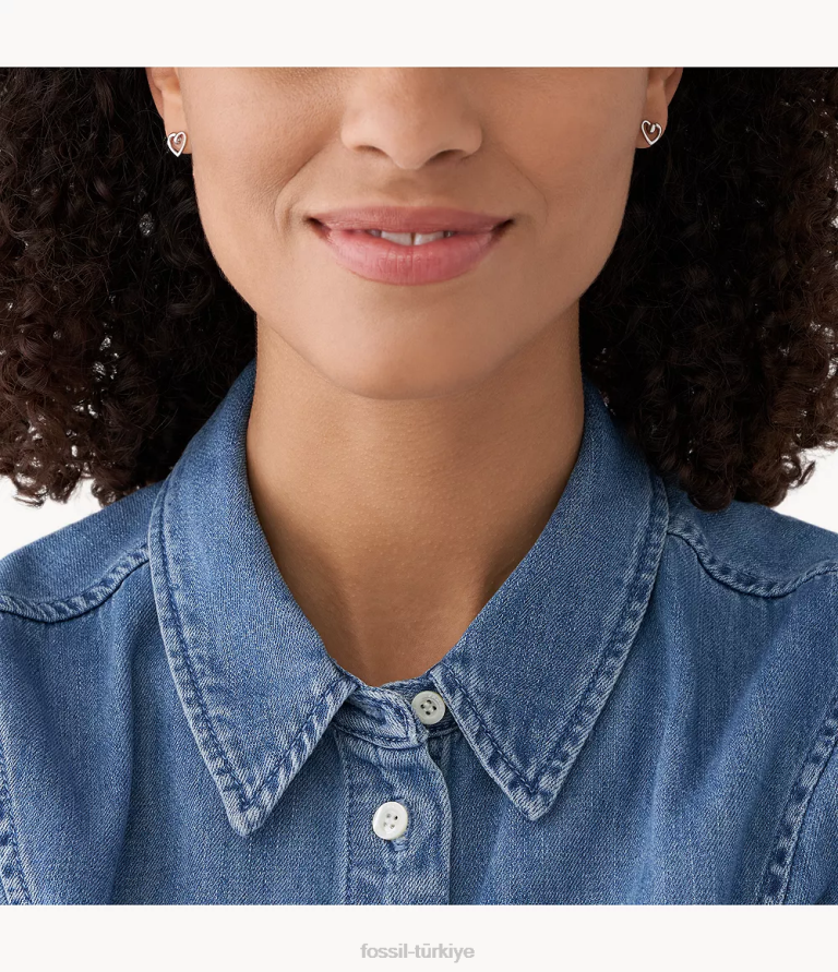 Fossil 6J041171 gümüş ton paslanmaz çelik saplama küpeler takı kadınlar