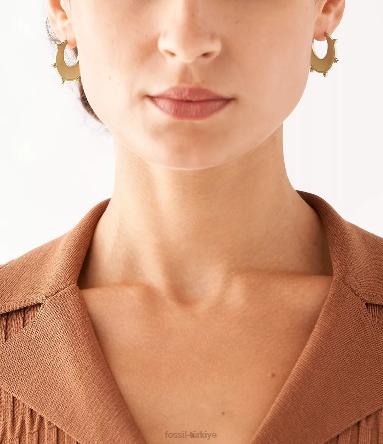 Fossil 6J041205 turkuaz Teksas güneş çember küpeleri takı kadınlar