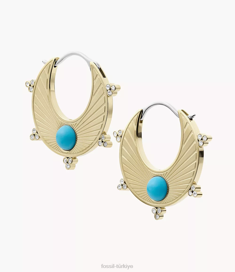 Fossil 6J041205 turkuaz Teksas güneş çember küpeleri takı kadınlar