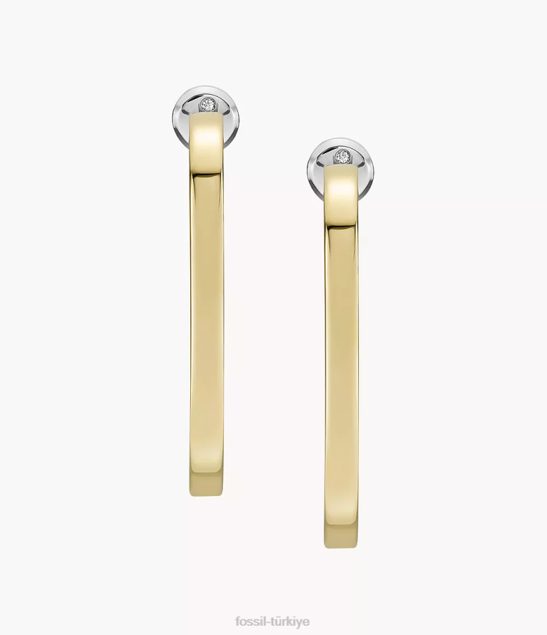 Fossil 6J041215 altın tonu pirinç halka küpeler takı kadınlar