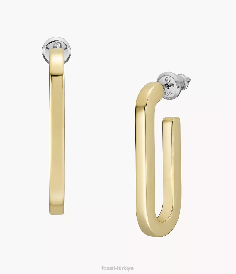 Fossil 6J041215 altın tonu pirinç halka küpeler takı kadınlar