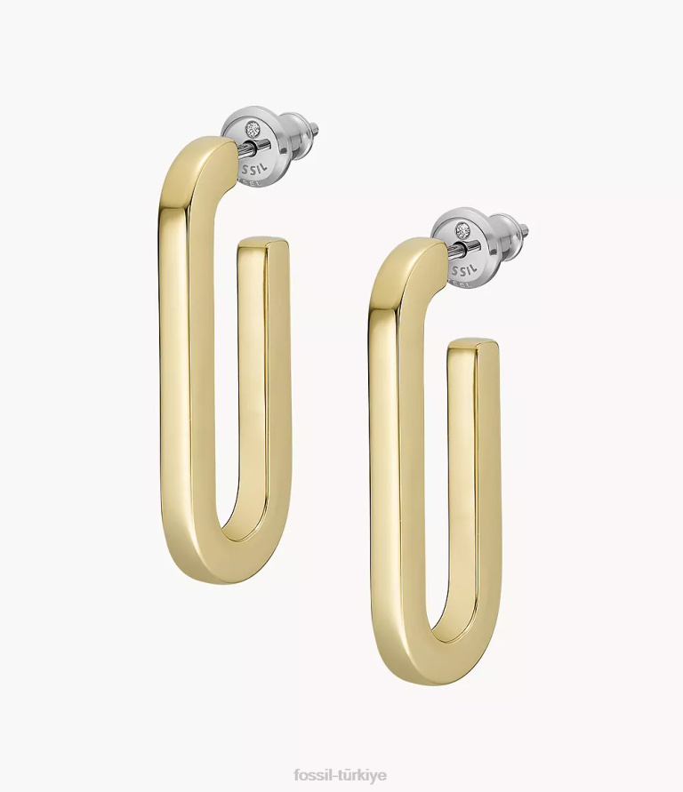 Fossil 6J041215 altın tonu pirinç halka küpeler takı kadınlar