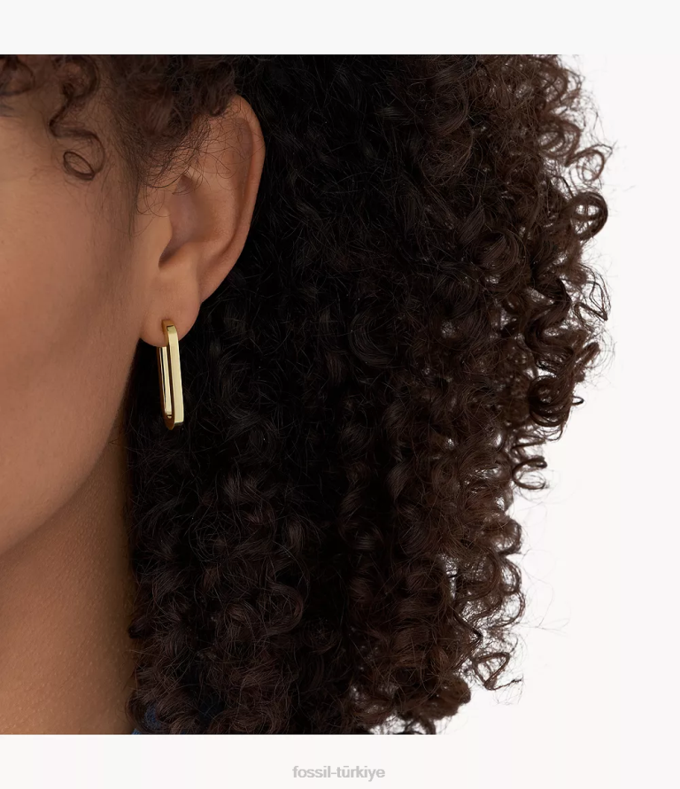 Fossil 6J041215 altın tonu pirinç halka küpeler takı kadınlar