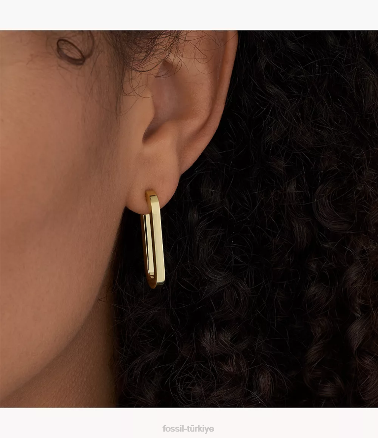 Fossil 6J041215 altın tonu pirinç halka küpeler takı kadınlar