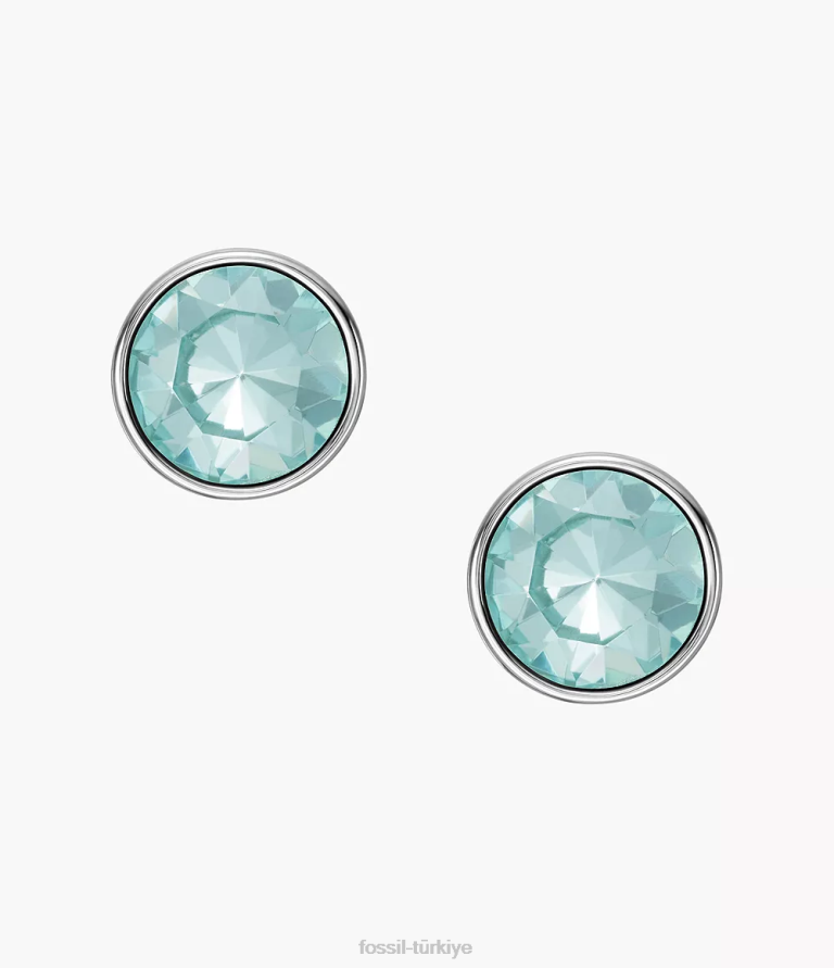 Fossil 6J041219 açık mavi cam saplama küpe takı kadınlar