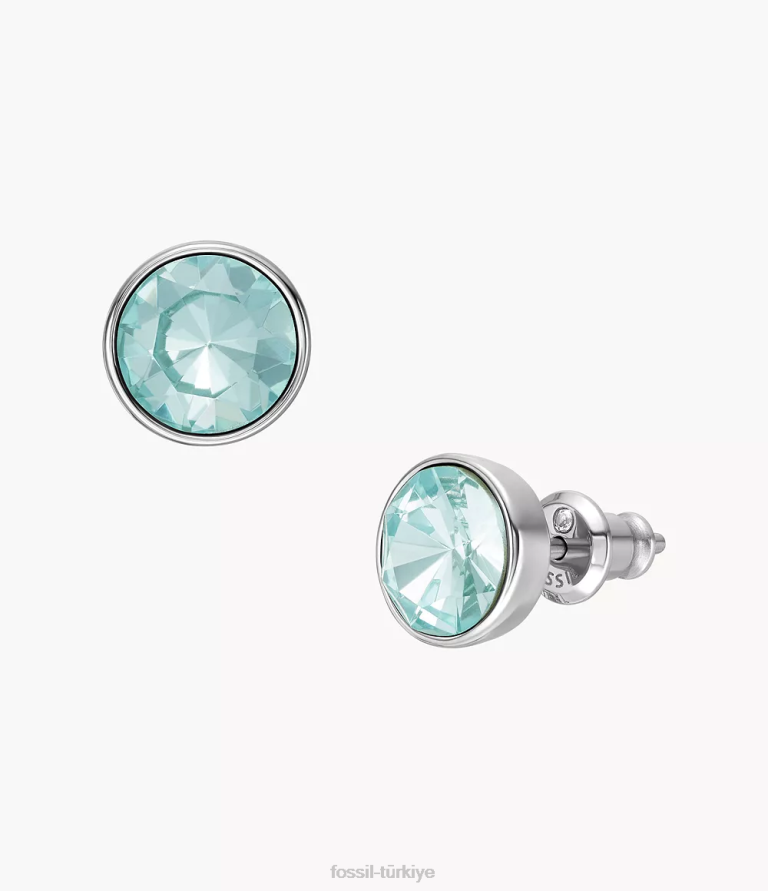 Fossil 6J041219 açık mavi cam saplama küpe takı kadınlar