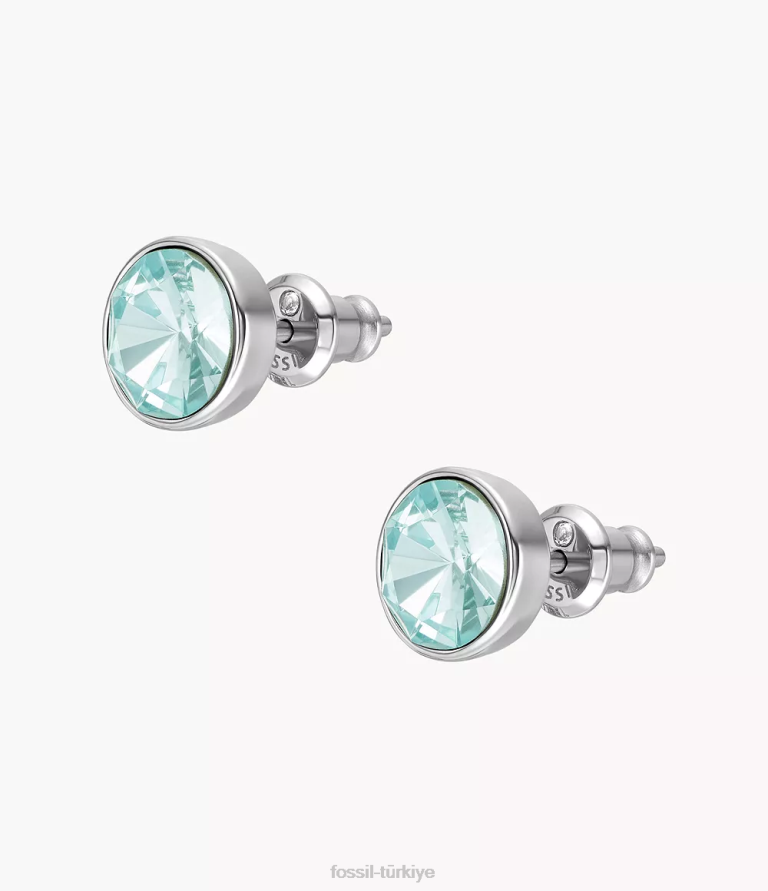 Fossil 6J041219 açık mavi cam saplama küpe takı kadınlar