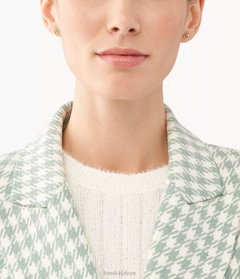 Fossil 6J041225 altın tonu paslanmaz çelik saplama küpeler takı kadınlar