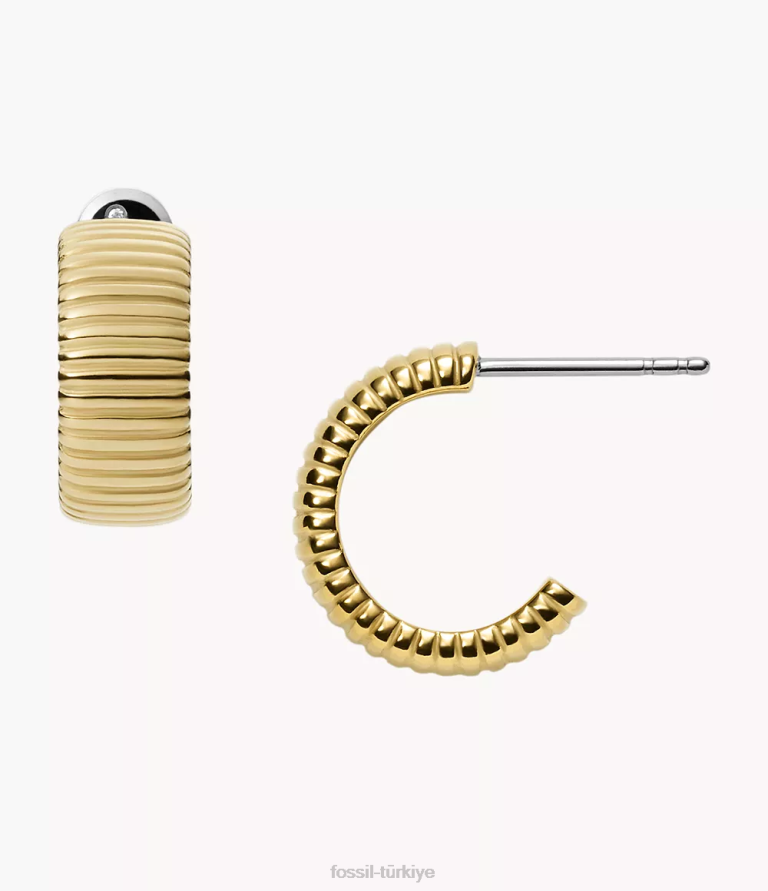 Fossil 6J041241 altın tonu georgia vintage miras paslanmaz çelik halka küpeler takı kadınlar