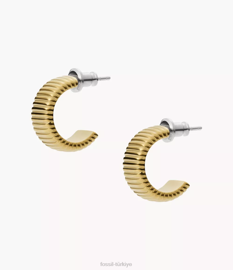 Fossil 6J041241 altın tonu georgia vintage miras paslanmaz çelik halka küpeler takı kadınlar