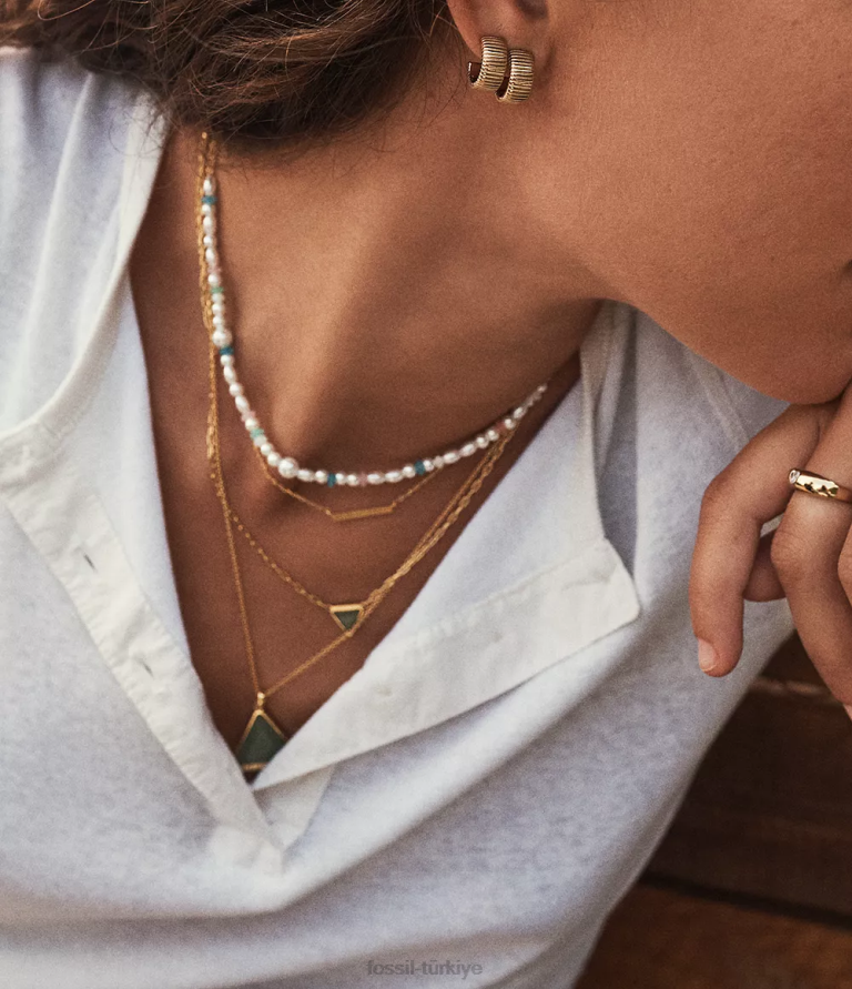 Fossil 6J041241 altın tonu georgia vintage miras paslanmaz çelik halka küpeler takı kadınlar