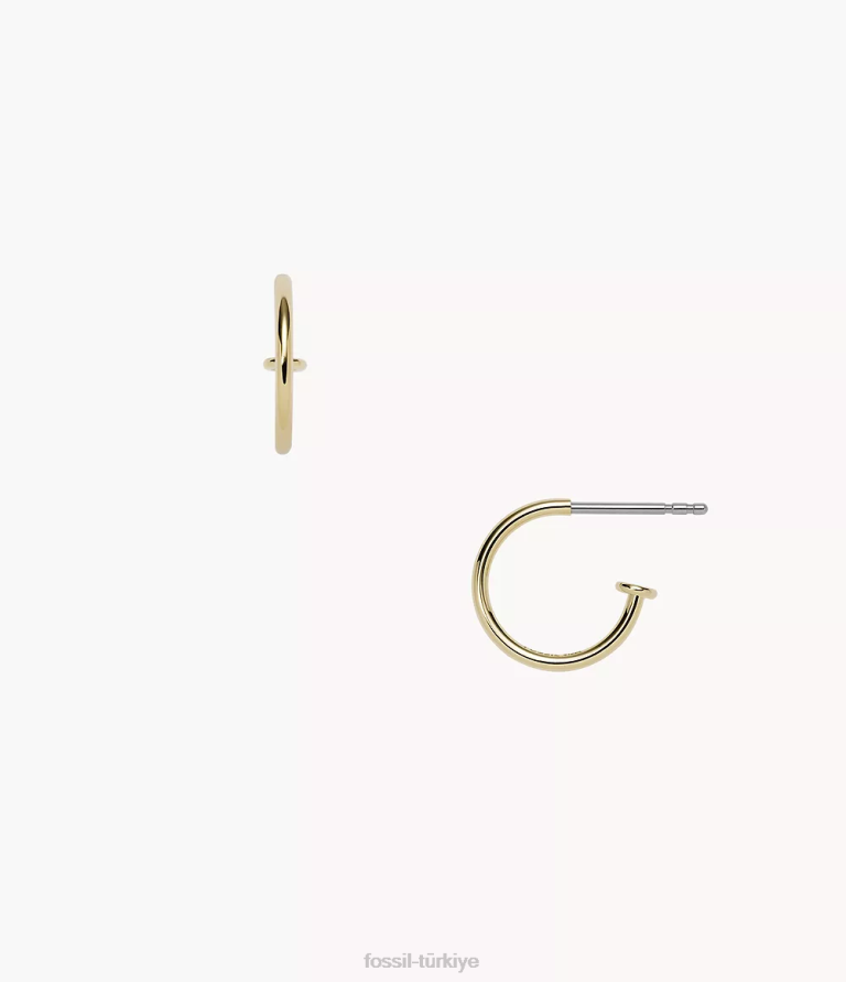 Fossil 6J041257 altın tonu corra oh çok çekici paslanmaz çelik halka küpeler takı kadınlar