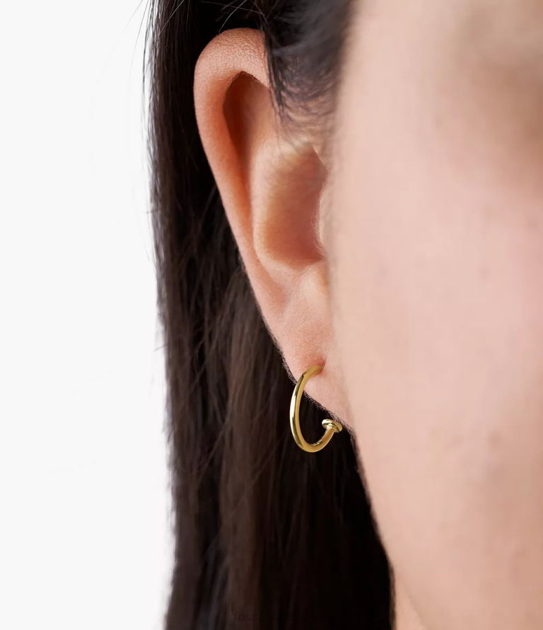 Fossil 6J041257 altın tonu corra oh çok çekici paslanmaz çelik halka küpeler takı kadınlar