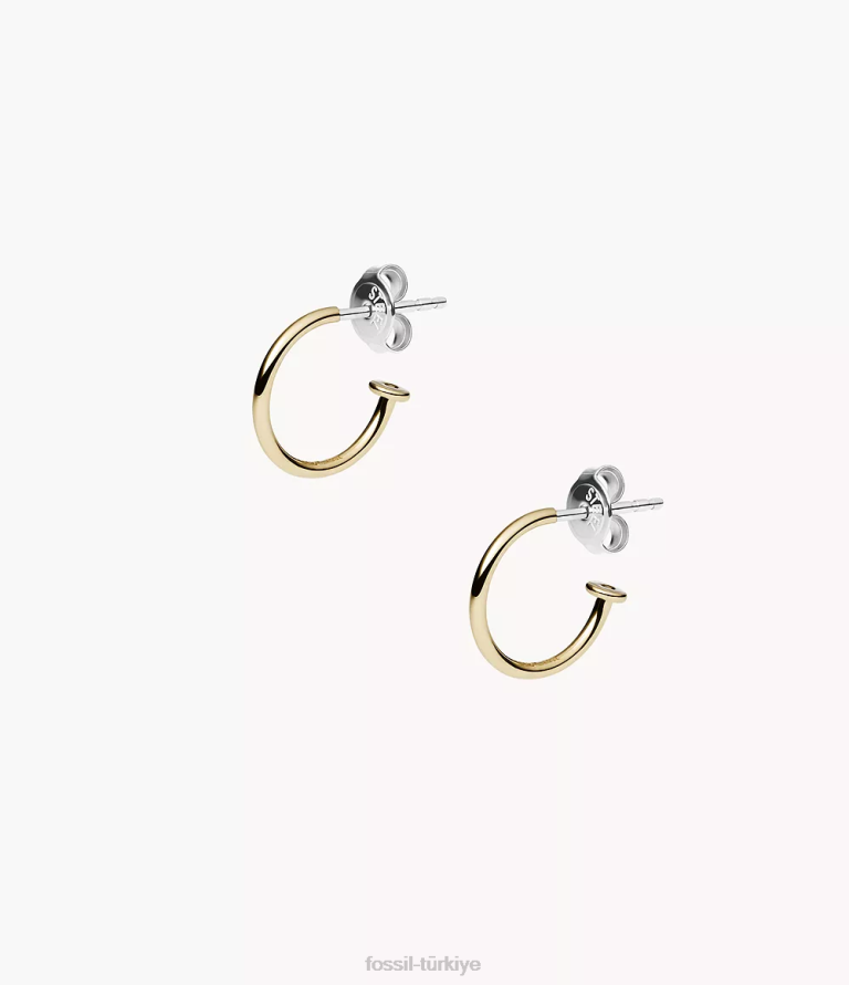 Fossil 6J041257 altın tonu corra oh çok çekici paslanmaz çelik halka küpeler takı kadınlar