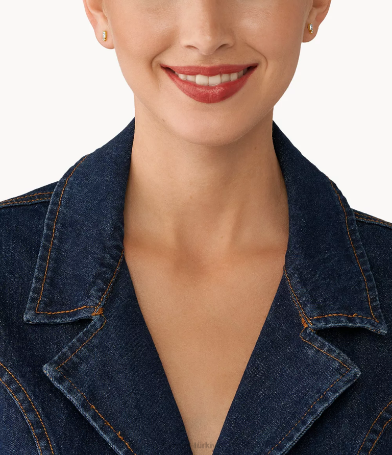 Fossil 6J041258 altın tonu ela pirinç saplama küpeler takı kadınlar