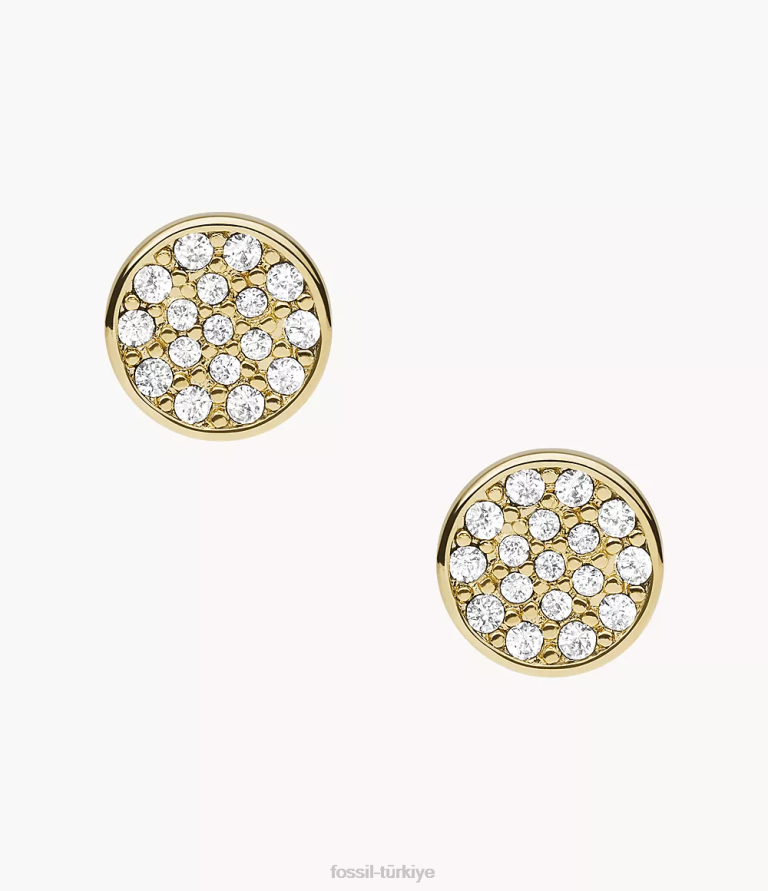 Fossil 6J041267 altın tonu pirinç küpe takı kadınlar