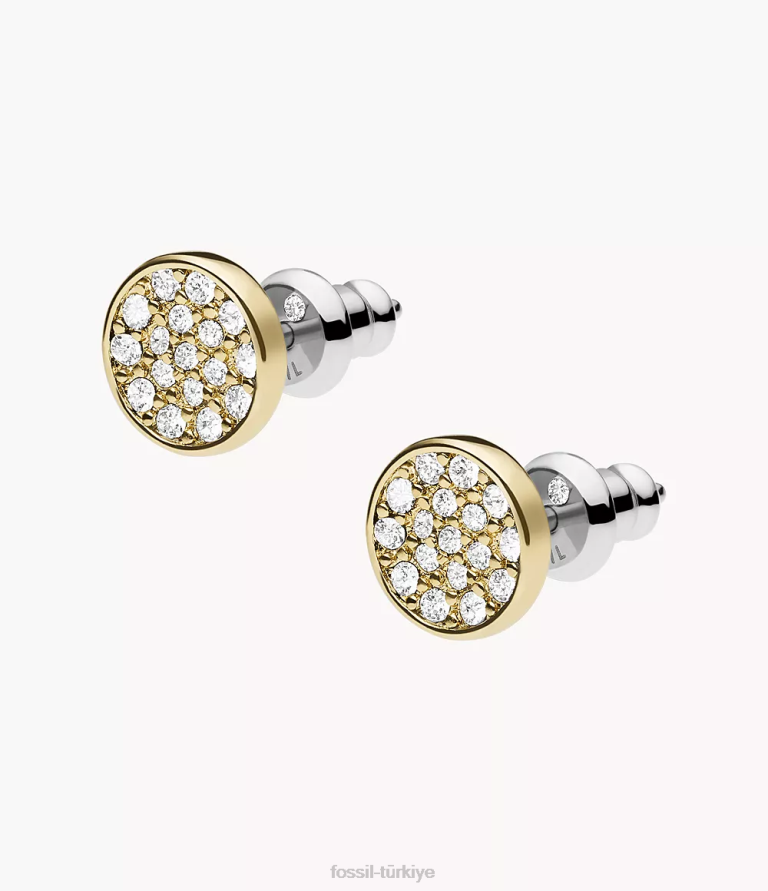 Fossil 6J041267 altın tonu pirinç küpe takı kadınlar