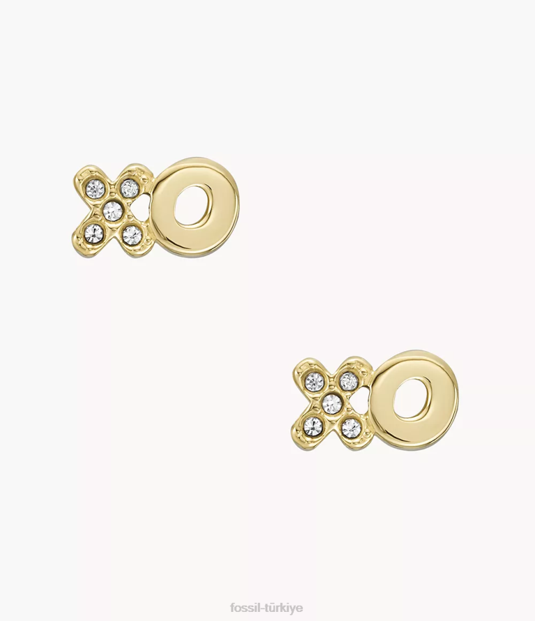 Fossil 6J041279 altın tonu ela paslanmaz çelik saplama küpeler takı kadınlar