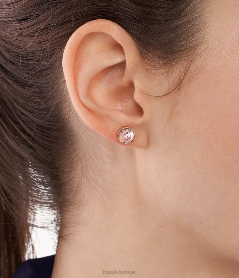 Fossil 6J041301 açık mor cam saplama küpe takı kadınlar