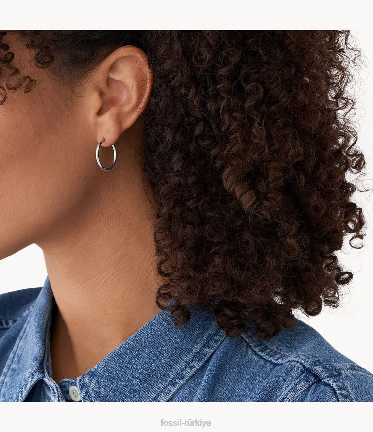 Fossil 6J041123 gümüş ton paslanmaz çelik çemberler takı kadınlar