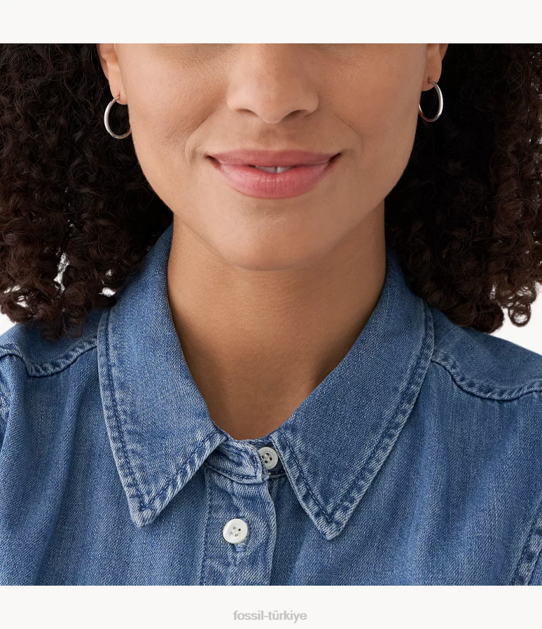 Fossil 6J041123 gümüş ton paslanmaz çelik çemberler takı kadınlar