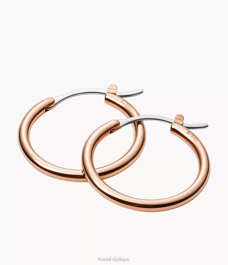 Fossil 6J041129 gül altın tonu çelik çemberler takı kadınlar