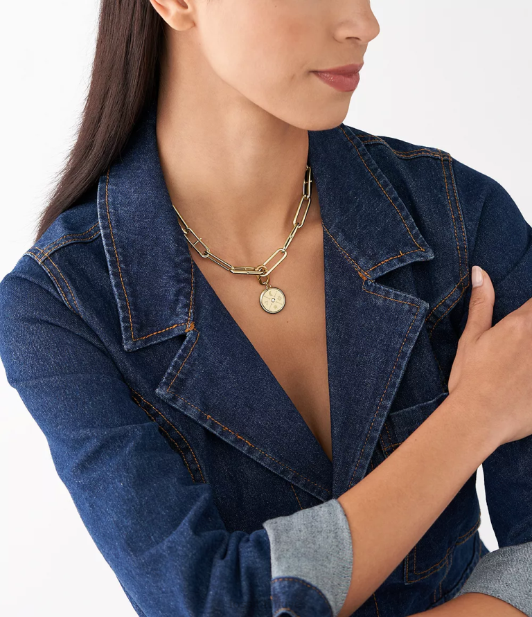 Fossil 6J041176 altın tonu ah çok büyüleyici paslanmaz çelik çekicilik takı kadınlar