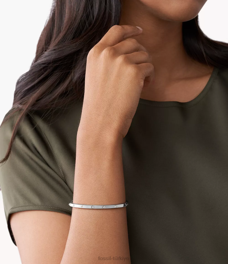 Fossil 6J041209 gümüş ton zarif nokta bileklik takı kadınlar
